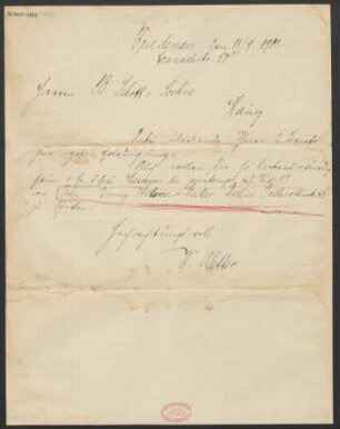 Brief an B. Schott's Söhne : 11.09.1901