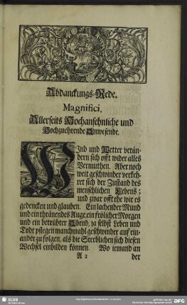 Abdankung : Abdanckungs-Rede