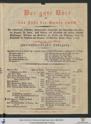 Der gute Bote für das Jahr der Gnade 1868.
