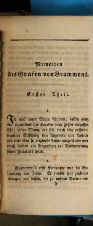 Memoiren des Grafen Grammont : aus Hamiltons Brieftasche. 1