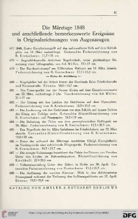 Die Märztage 1848 und anschließende bemerkenswerte Ereignisse in Originalzeichnungen von Augenzeugen (Nr. 677 - 774)