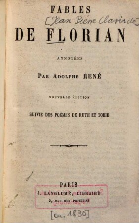 Fables de Florian : suivies des poëmes de Ruth et de Tobie