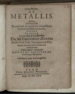 Exetasis Physica De Metallis