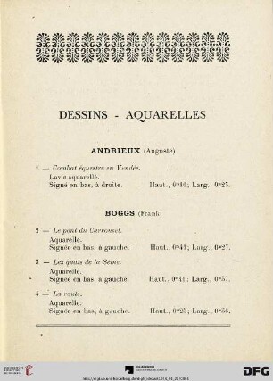Dessins - Aquarelles (Nr. 1-61)