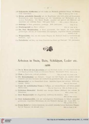 Arbeiten in Stein, Bein, Schildpatt, Leder etc. (Nr. 735 - 785)