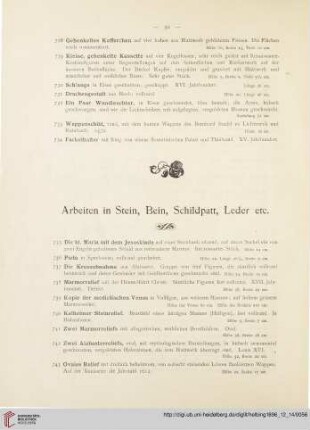 Arbeiten in Stein, Bein, Schildpatt, Leder etc. (Nr. 735 - 785)