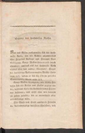 Sitzung des hochweisen Raths.