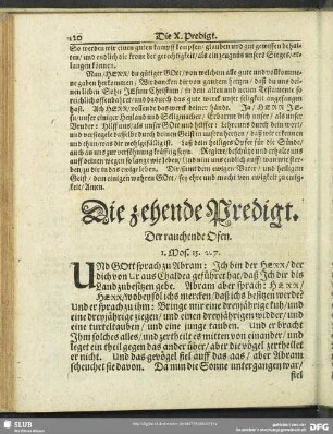 Die zehende Predigt. Der rauchende Ofen. 1.Mos.15.v.7