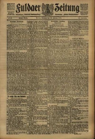 Erste Ausgabe vom Dienstag, den 28. Februar 1911.