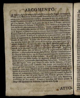 Argomento. / Historischer Vorbericht.