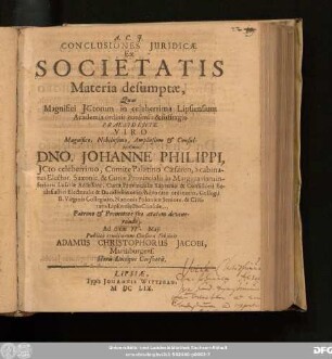 Conclusiones Iuridicae Ex Societatis Materia desumptae