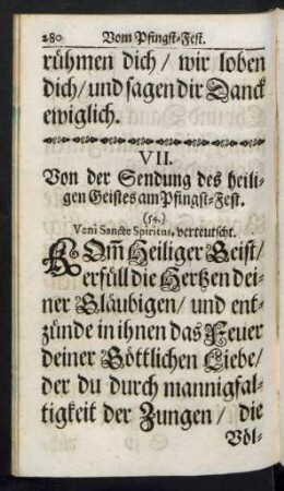 VII. Von der Sendung des heiligen Geistes am Pfingst-Fest.