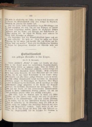 Enthaltsamkeit von geistigen Getränken in den Tropen