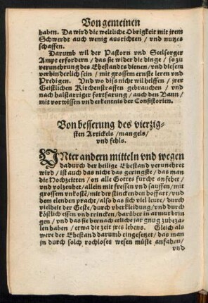 Von besserung des vierzigsten/ Artickels/ mangels/ und fehls.