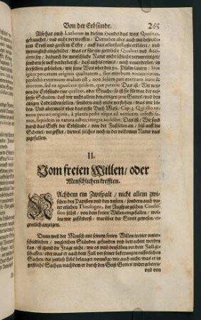 "II. Vom freien Willen / oder menschlichen krefften"