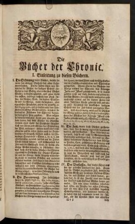 309-312, Die Buecher der Chronic: Einleitung; Eintheilung