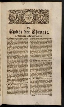 309-312, Die Buecher der Chronic: Einleitung; Eintheilung