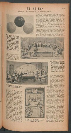El billar : Escuela de destreza y sangre fría