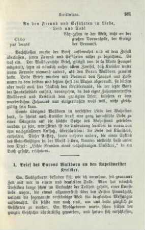 1. Brief des Barons Wallborn an den Kapellmeister Kreisler