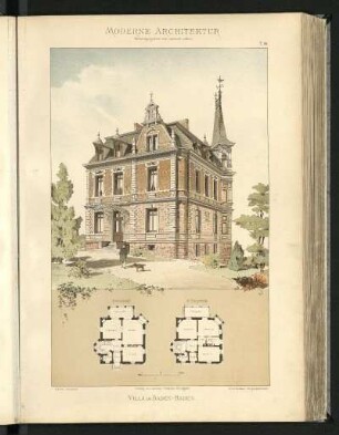 Villa in Baden-Baden. A. Klein, Architekt. Grundriss 1. u. 2. Obergeschoss
