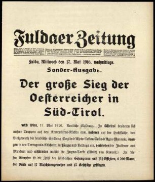 Zweite Ausgabe vom Mittwoch, den 17. Mai 1916.
