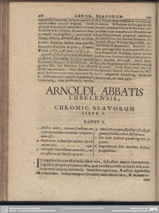 Arnoldi, Abbatis Lubecensis Chronic. Slavorum Liber V.