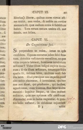 Caput VI. De Cognitione sui