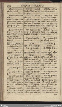 Dialogus Trigesimus Octavus. De vario morborum genere