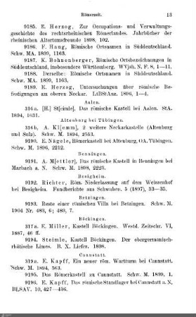 b) Einzelne römische Niederlassungen