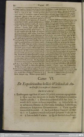 Caput VI. De Expeditionibus bellicis Witikindi ab Anno Christi 772. usque ad Annum 777.