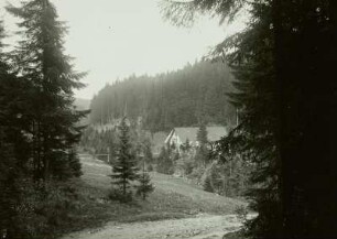 Sankt Joachimsthal (Jáchymov), Himmelskrone Stollen, Huthaus, talaufwärts gesehen