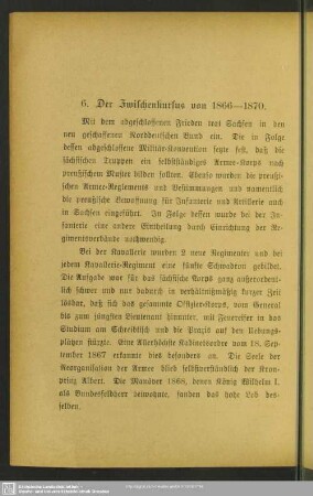 6. Der Zwischenkursus von 1866-1870
