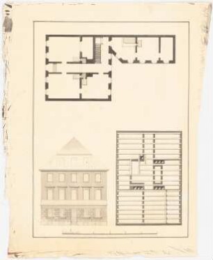 Wohnhaus: Balkenlage: Grundriss, Aufriss, Maßstabsleiste