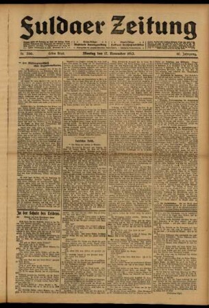 Erste Ausgabe vom Montag, den 17. November 1913.