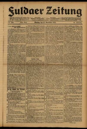 Erste Ausgabe vom Montag, den 17. November 1913.