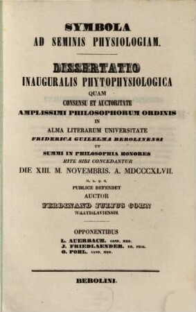 Symbola ad seminis physiologiam