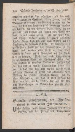 XLVII. Schnelle Ausbreitung des Christenthums in den ersten Jahrhunderten