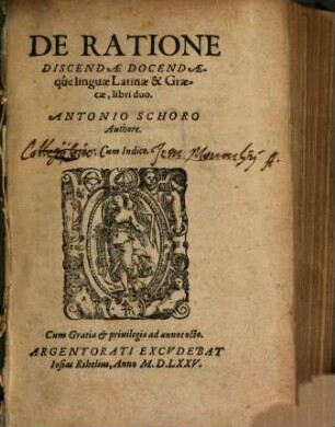De Ratione Discendæ Docendæque linguae Latinæ & Græcæ : libri duo : Cum indice