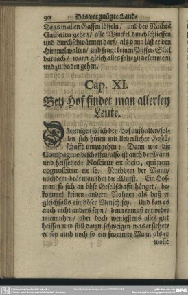 Cap. XI. Bey Hof findet man allerley Leute