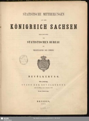1849(1851): Stand der Bevölkerung : nach der Zählung vom ...