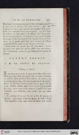 (Lettre CCLXXI - CCLXXX)
