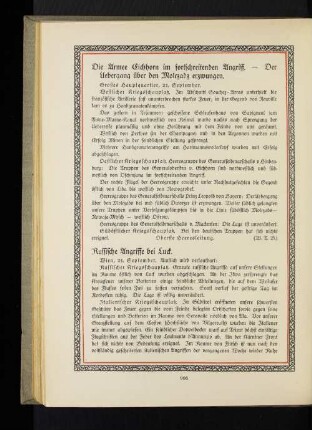 Die Armee Eichhorn im fortschreitenden Angriff. - Der Uebergang über den Molczadz erzwungen.