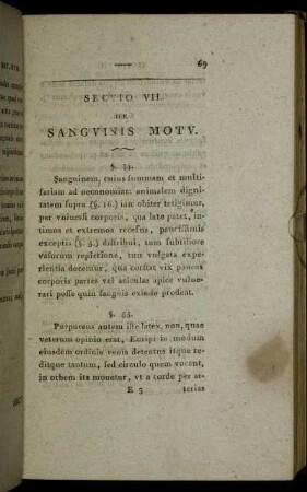 Sectio VII. De Sanuinis Motu