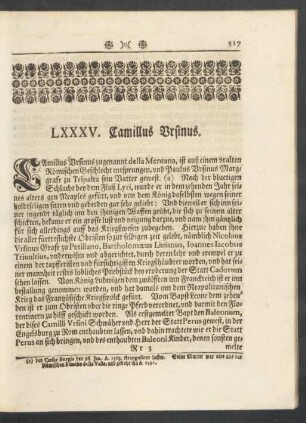 LXXXV. Camillus Ursinus