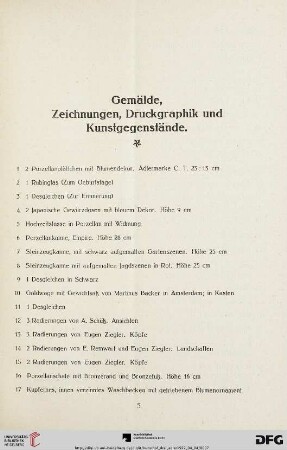 Gemälde, Zeichnungen, Druckgraphik und Kunstgegenstände (Nr. 1 - 276)