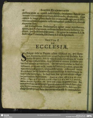 Sectio I. De Ecclesia