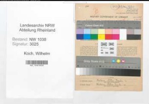 Entnazifizierung Wilhelm Koch , geb. 04.09.1903 (Lokfuehrer)