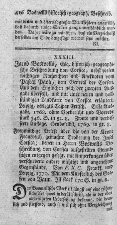 Historisch-geographische Beschreibung von Corsica. 2.verb.Aufl.