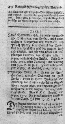 Historisch-geographische Beschreibung von Corsica. 2.verb.Aufl.