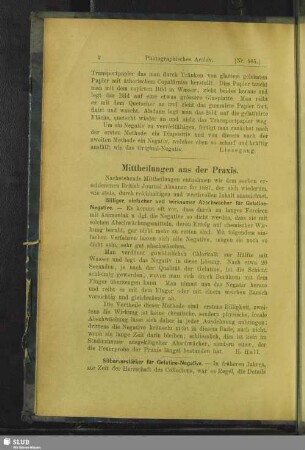 Mittheilungen aus der Praxis
